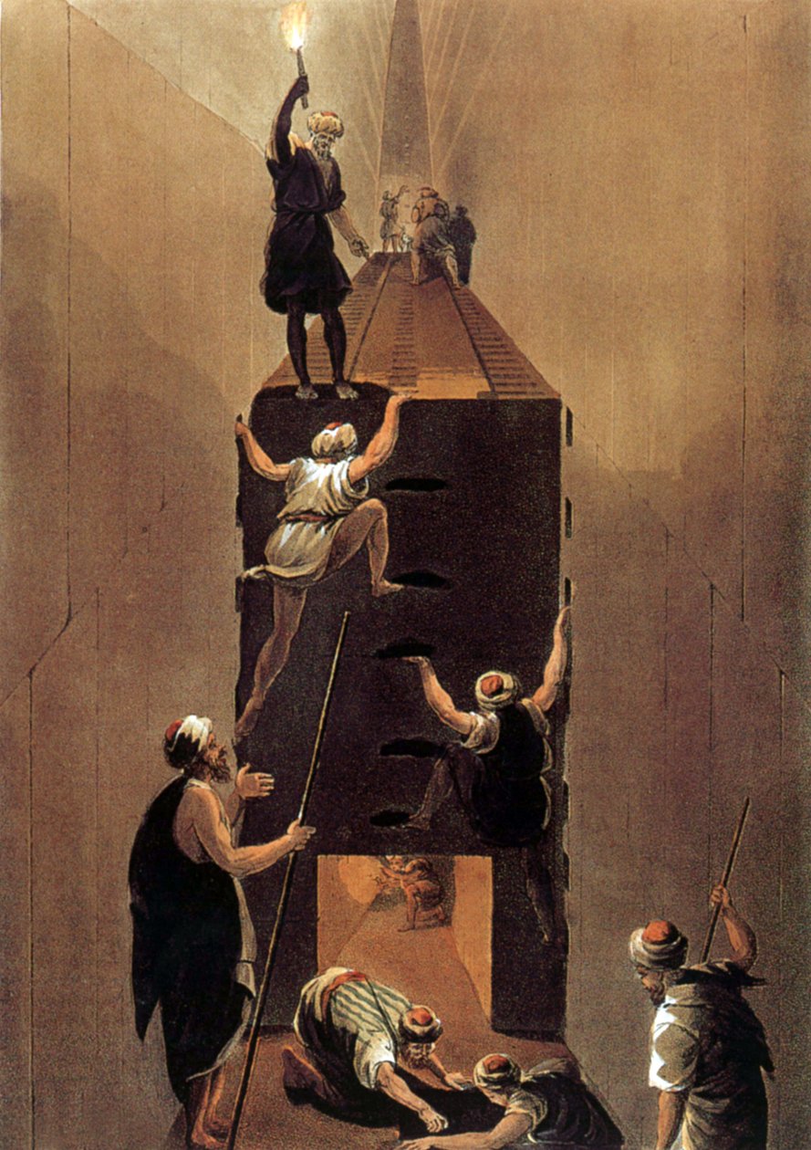 Widok przejścia w wielkiej piramidzie w Egipcie autorstwa Luigi (after) Mayer