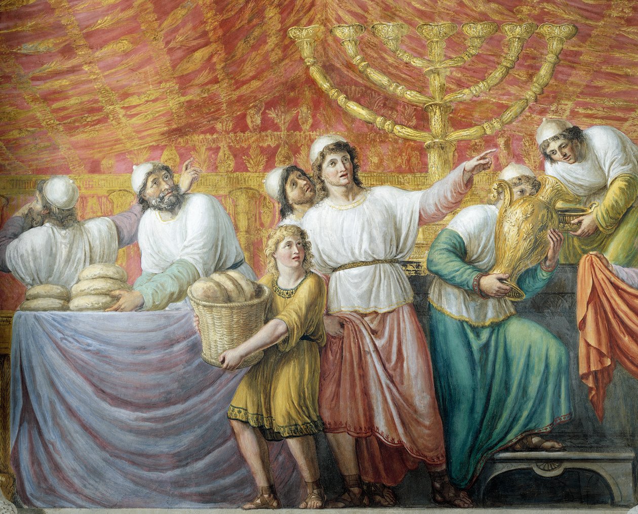 Przygotowanie uczty żydowskiej, fresk Luigiego Ademollo (1764-1849), Palazzo Pitti, Florencja, Toskania, Włochy autorstwa Luigi Ademollo
