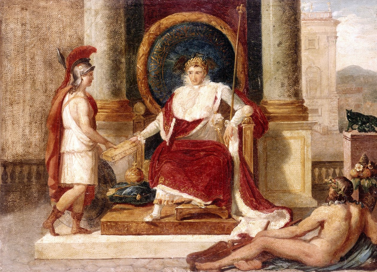 Napoleon przekazuje Kodeks Praw Bogini Rzymie autorstwa Luigi Agricola