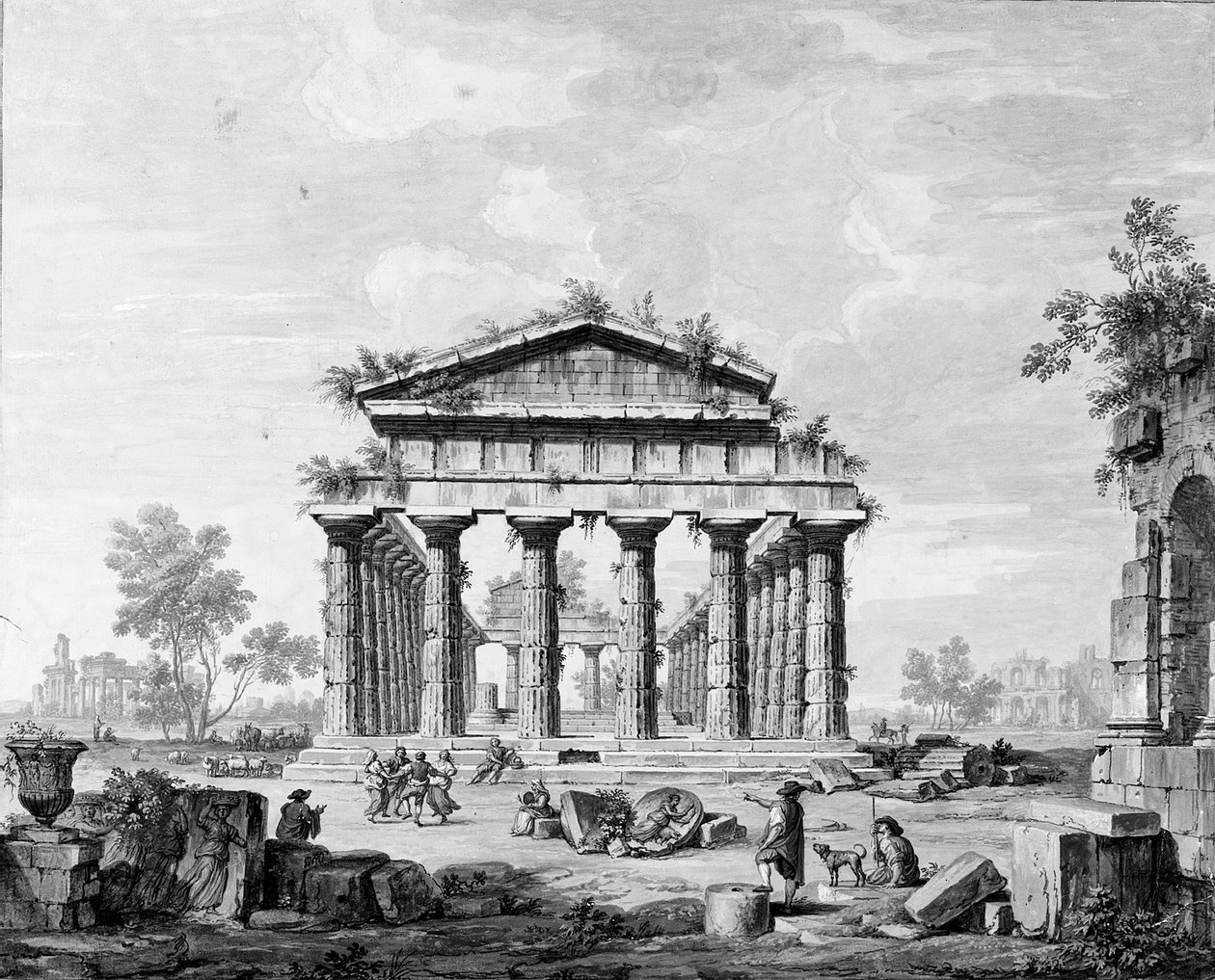 Świątynia Juno w Paestum autorstwa Luigi Balugani