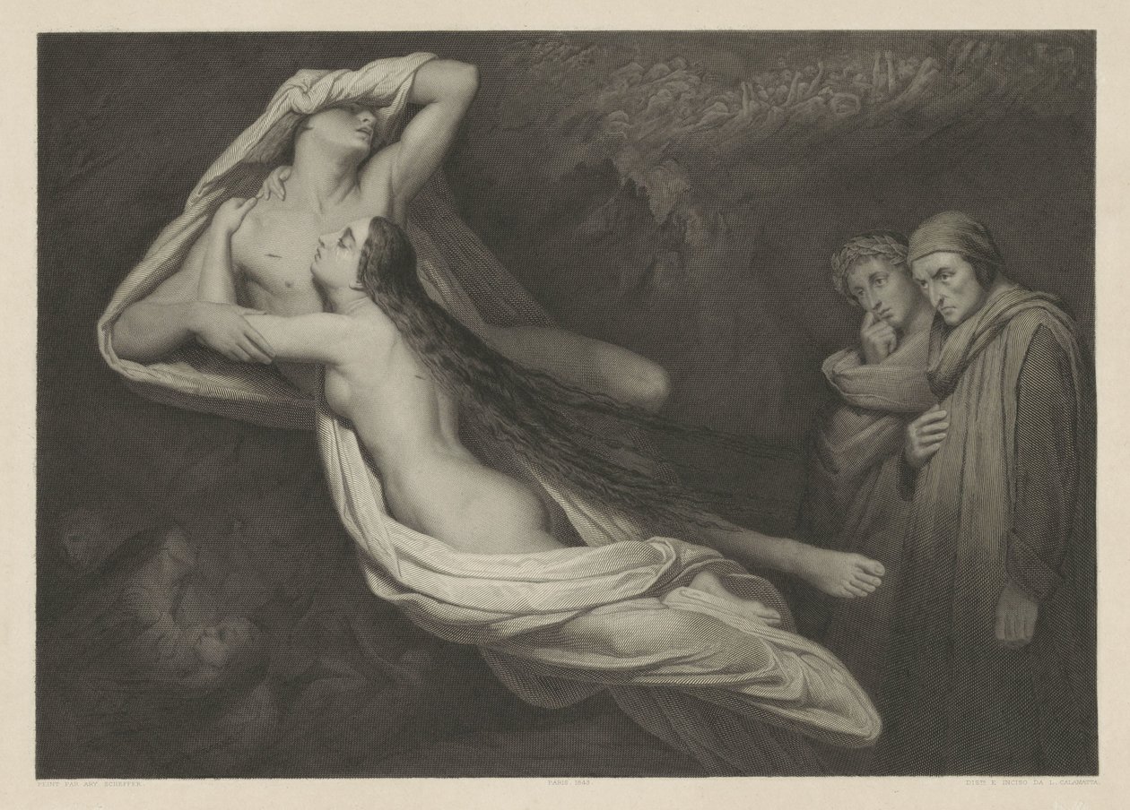 Francesca da Rimini w Paolo Malatesta autorstwa Luigi Calamatta