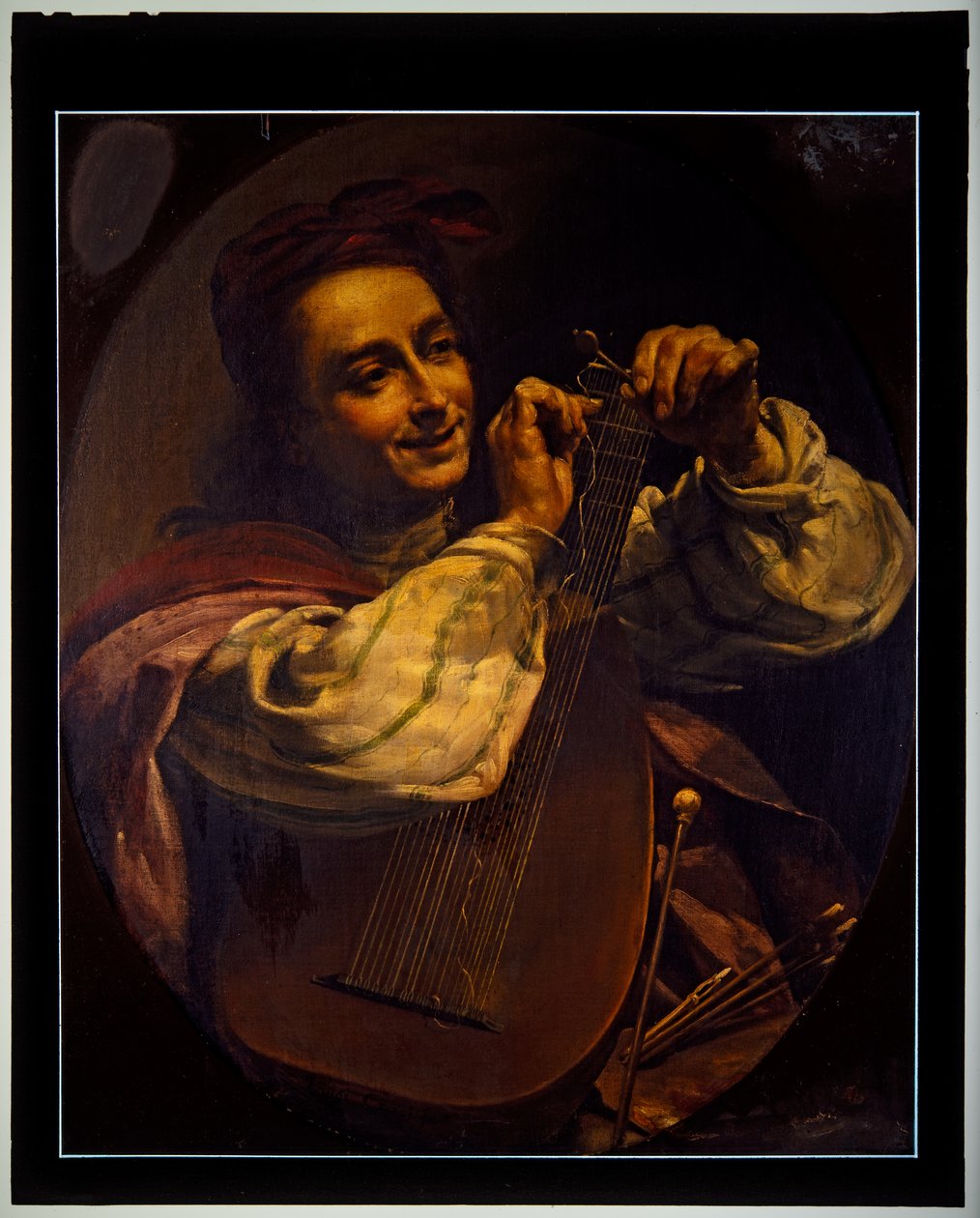 Mężczyzna z lutnią, niedatowane (obraz) autorstwa Luigi Crespi