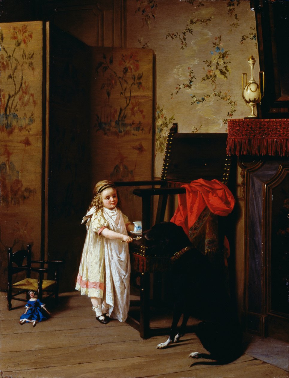 Śniadanie dla dwojga, Luigi Crosio (1835-1915), olej na desce, 42x32 cm autorstwa Luigi Crosio