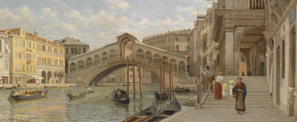 Widok na most Rialto, Wenecja autorstwa Luigi Ferrazzi
