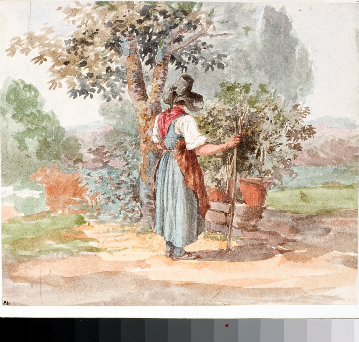 Wiejska dziewczyna pod Florencją (Akwarela, ok. 1825) autorstwa Luigi Garibbo