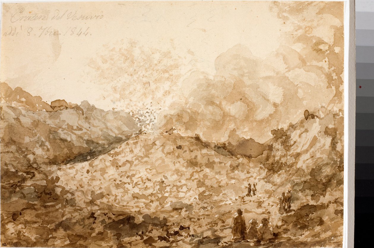 Krater Wezuwiusza w Neapolu (Akwarela autorstwa Luigi Garibbo