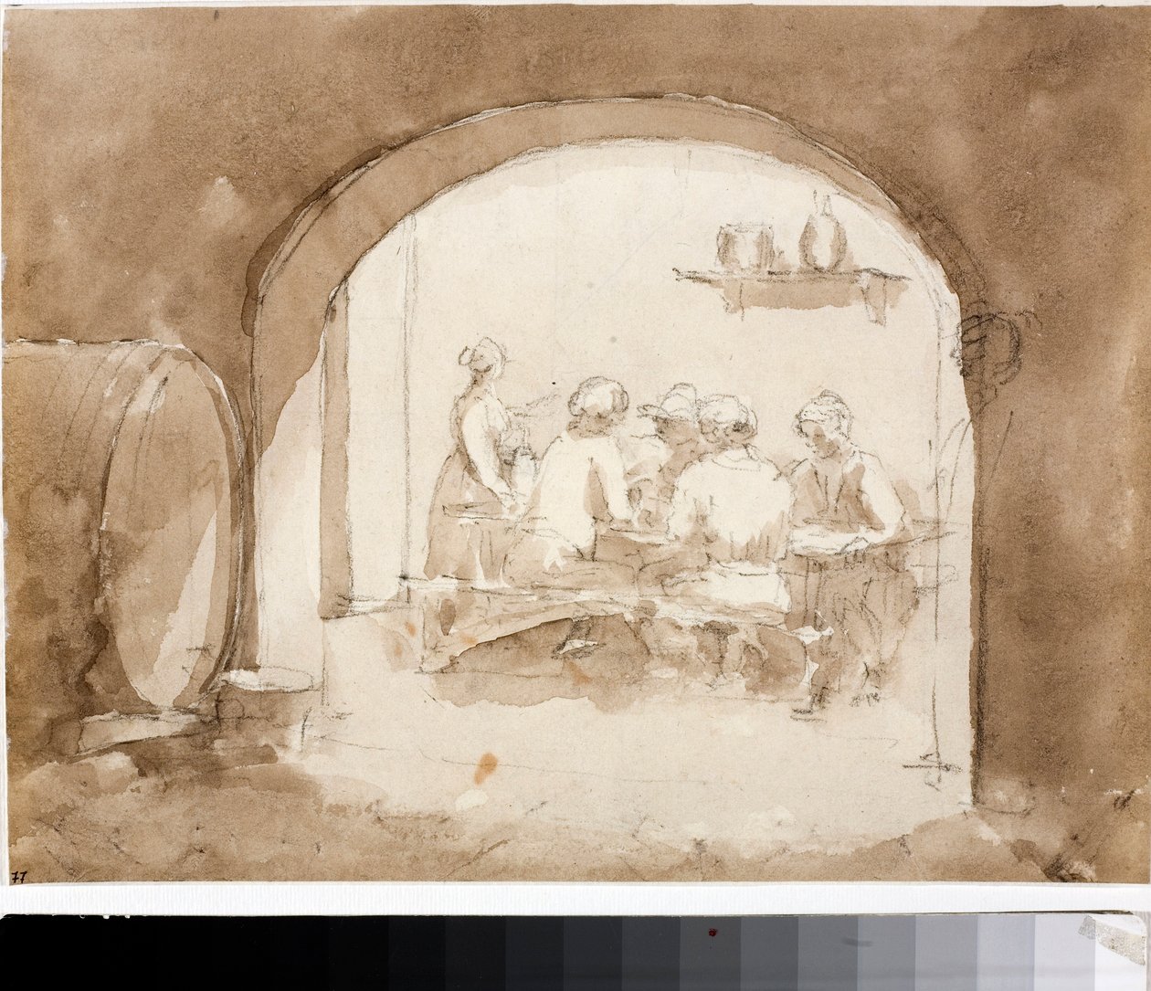Wnętrze karczmy (Akwarela, ok. 1820) autorstwa Luigi Garibbo
