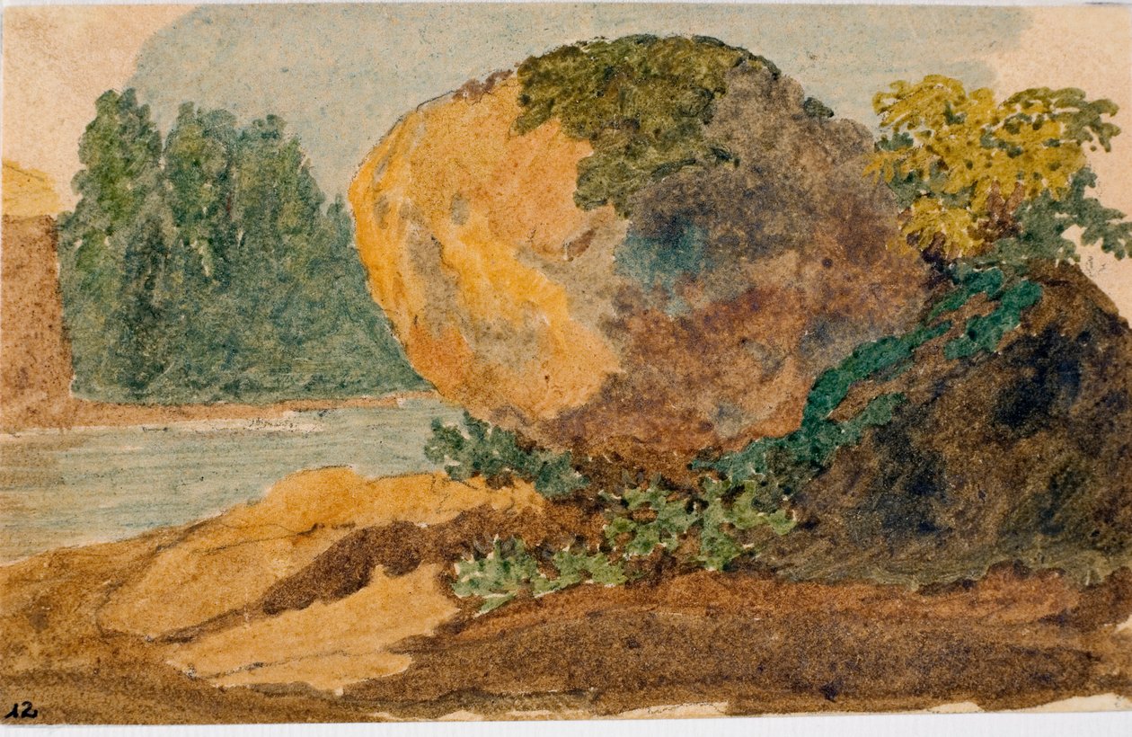 Krajobraz potoku (akwarela, c.1825) autorstwa Luigi Garibbo