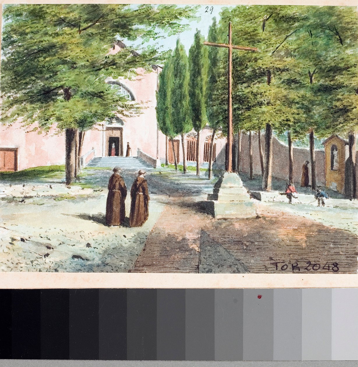 Widok kościoła kapucynów w Genui (rysunek i akwarela, ok. 1825) autorstwa Luigi Garibbo