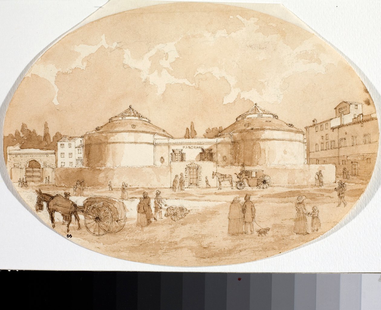 Widok na plac Porta al Prato we Florencji (Atrament i akwarela) autorstwa Luigi Garibbo