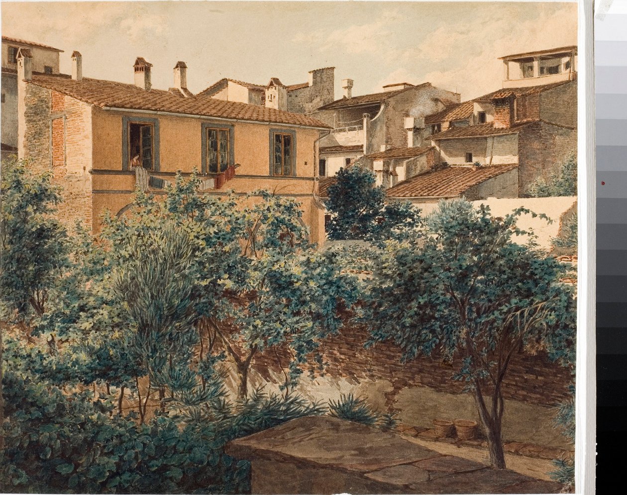 Widok domów we Florencji (Akwarela, ok.1825) autorstwa Luigi Garibbo