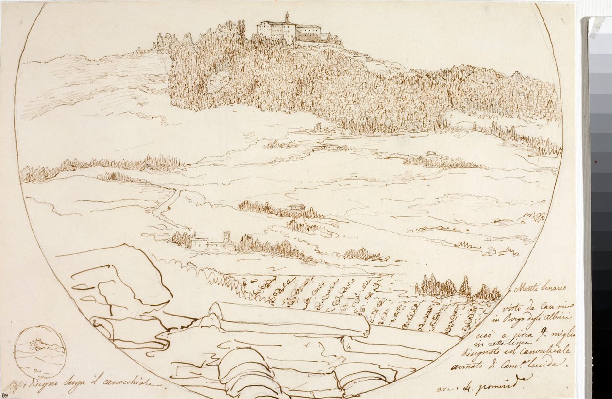 Widok na monte Senario niedaleko Florencji (Rysunek, ok. 1833) autorstwa Luigi Garibbo