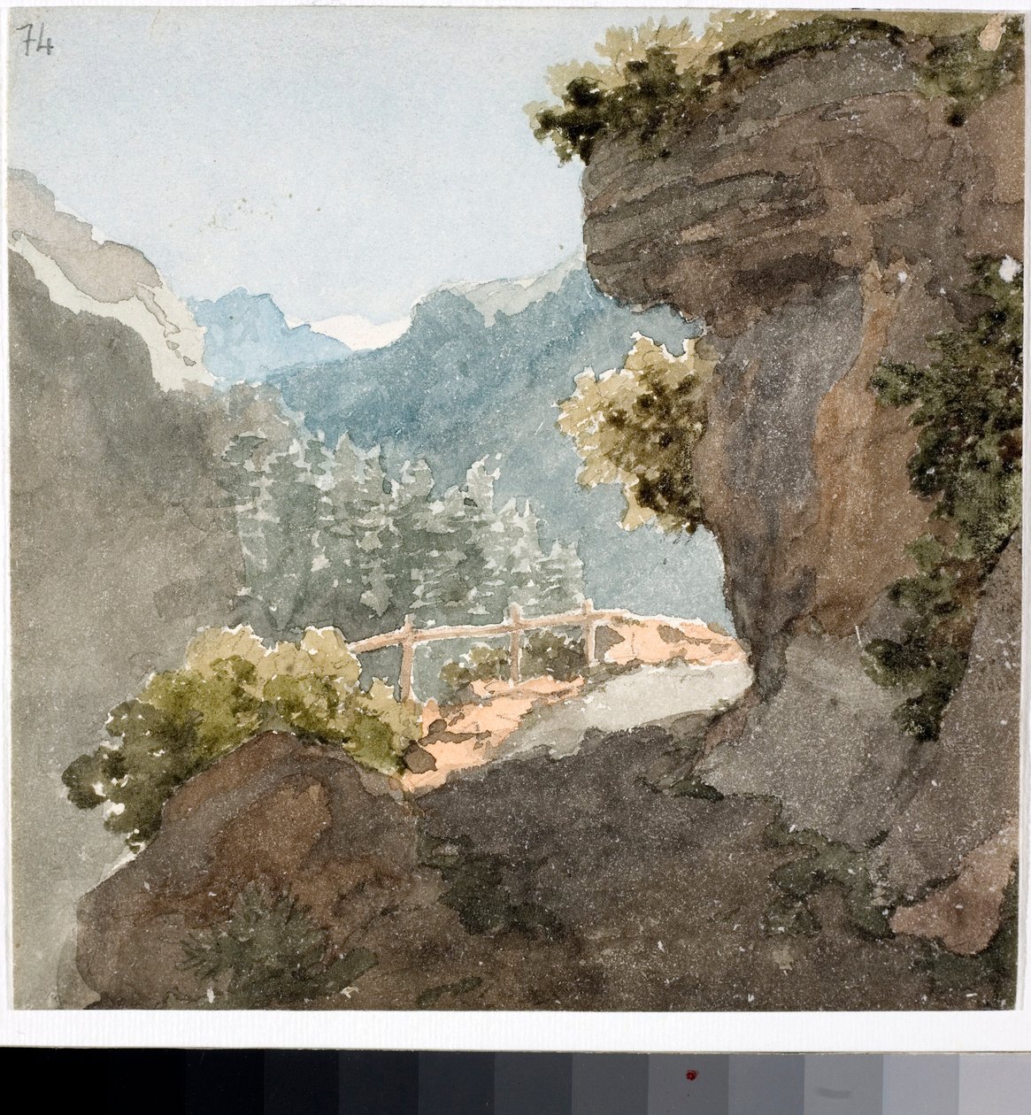 Widok na szlak górski (Akwarela, ok. 1820) autorstwa Luigi Garibbo