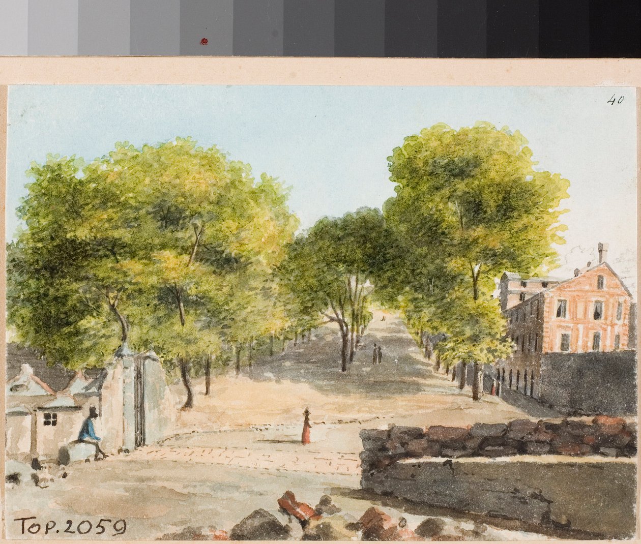 Widok na górę Cappuccini w Genui (Akwarela, ok. 1825) autorstwa Luigi Garibbo