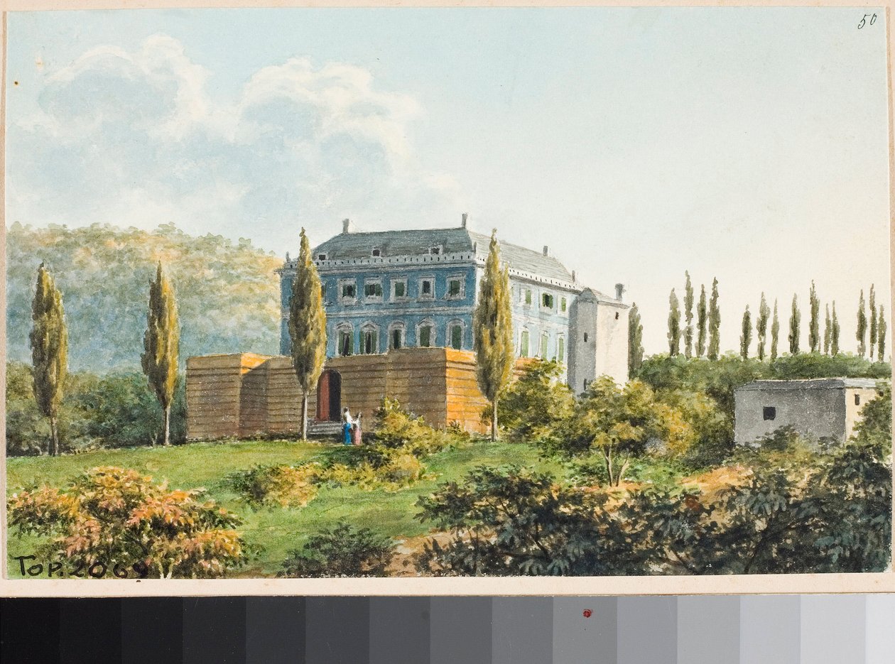 Widok willi prawdopodobnie w dzielnicy Albaro, Genua (Akwarela, ok.1825) autorstwa Luigi Garibbo