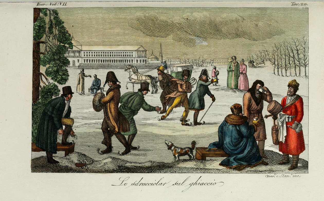 Lodowisko. Ilustracja ze starożytnych i współczesnych zwyczajów lub historii rządu autorstwa Giulio Ferrario, 1831 autorstwa Luigi Giarrè