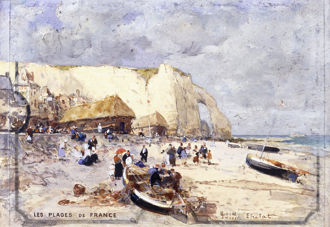 Plaża w Etretat, autorstwa Luigi Loir
