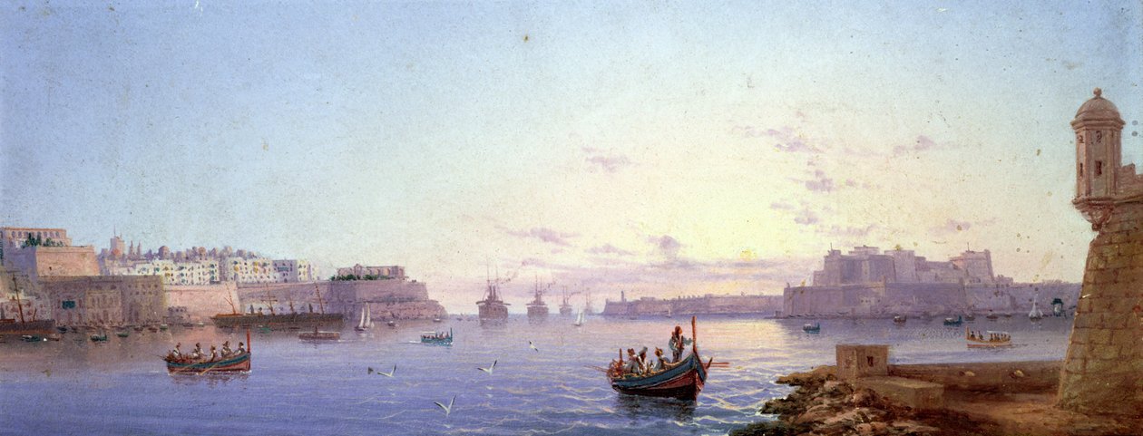 Grand Harbour, Valletta (deska) autorstwa Luigi Maria Galea