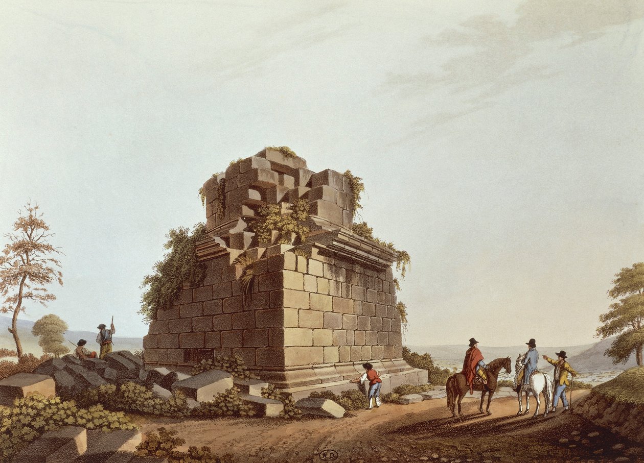 Podstawa monumentalnej kolumny, Sycylia, ilustracja z Widoki Włoch, Luigi Mayer autorstwa Luigi Mayer