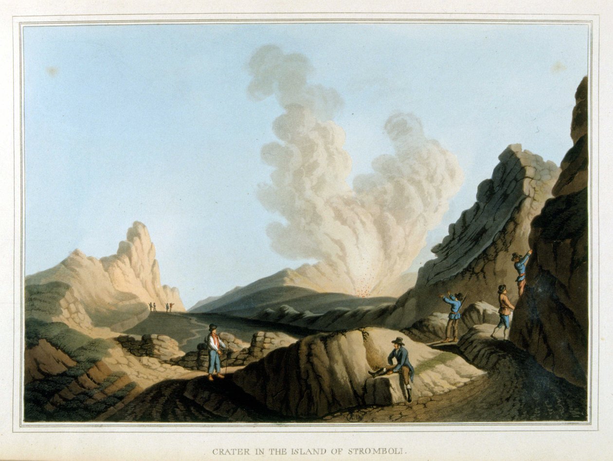 Cratere du Stromboli - w „Widokach w dominiach osmańskich, w Europie, Azji i niektórych wyspach Morza Śródziemnego””, Luigi Mayer, Londyn autorstwa Luigi Mayer