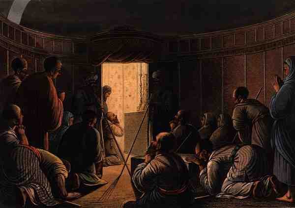 Wejście do Kaplicy Grobu Świętego, z „Widoków Palestyny”, tom II, wyd. R. Bowyer Historic Gallery, Londyn autorstwa Luigi Mayer