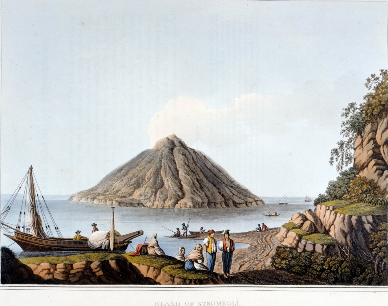 Wyspa Stromboli - w „Widokach w dominiach osmańskich, w Europie, Azji i niektórych wyspach Morza Śródziemnego””, Luigi Mayer, Londyn autorstwa Luigi Mayer
