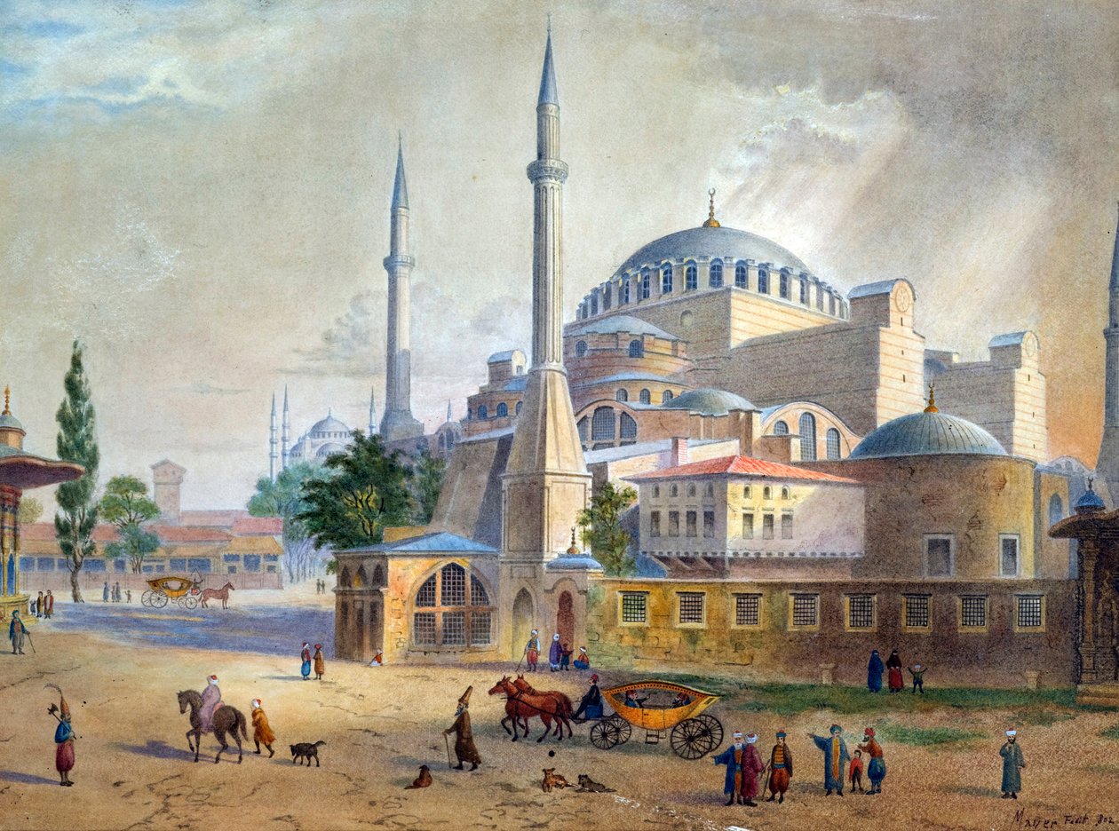 Hagia Sophia w Konstantynopolu par Mayer, Luigi (1755-1803). Akwarela na papierze, rozmiar : 26,5x36 autorstwa Luigi Mayer