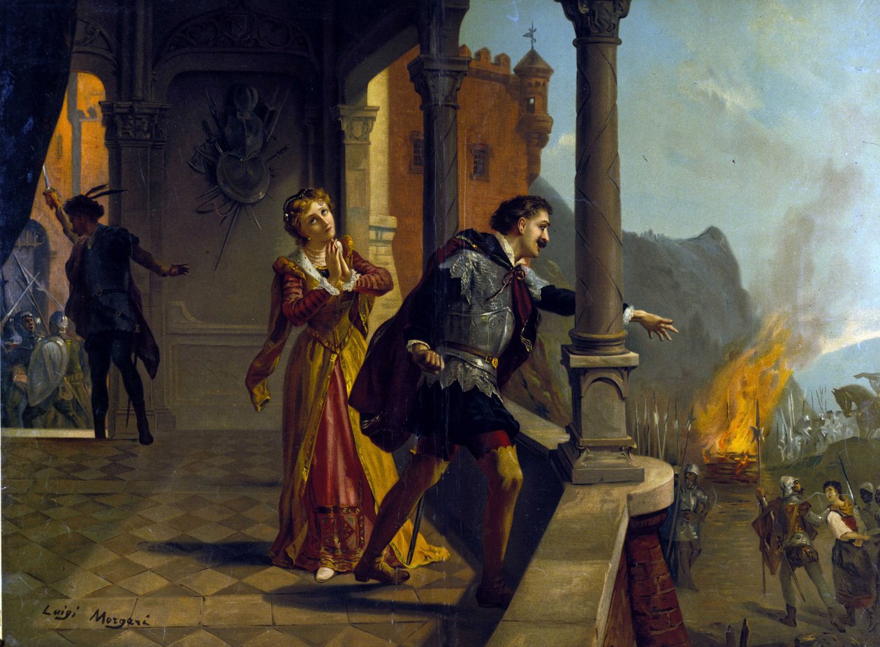 Le Trouvère (il Trovatore) autorstwa Giuseppe Verdiego. chromolitografia: Luigi Morgari autorstwa Luigi Morgari