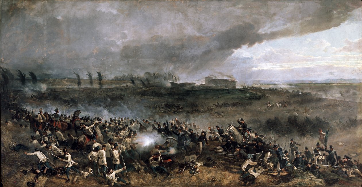 Bitwa pod San Martino, 24 czerwca 1859 (olej na płótnie) autorstwa Luigi Norfini