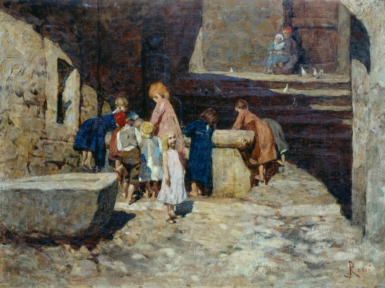 Dzieci przy fontannie autorstwa Luigi Rossi