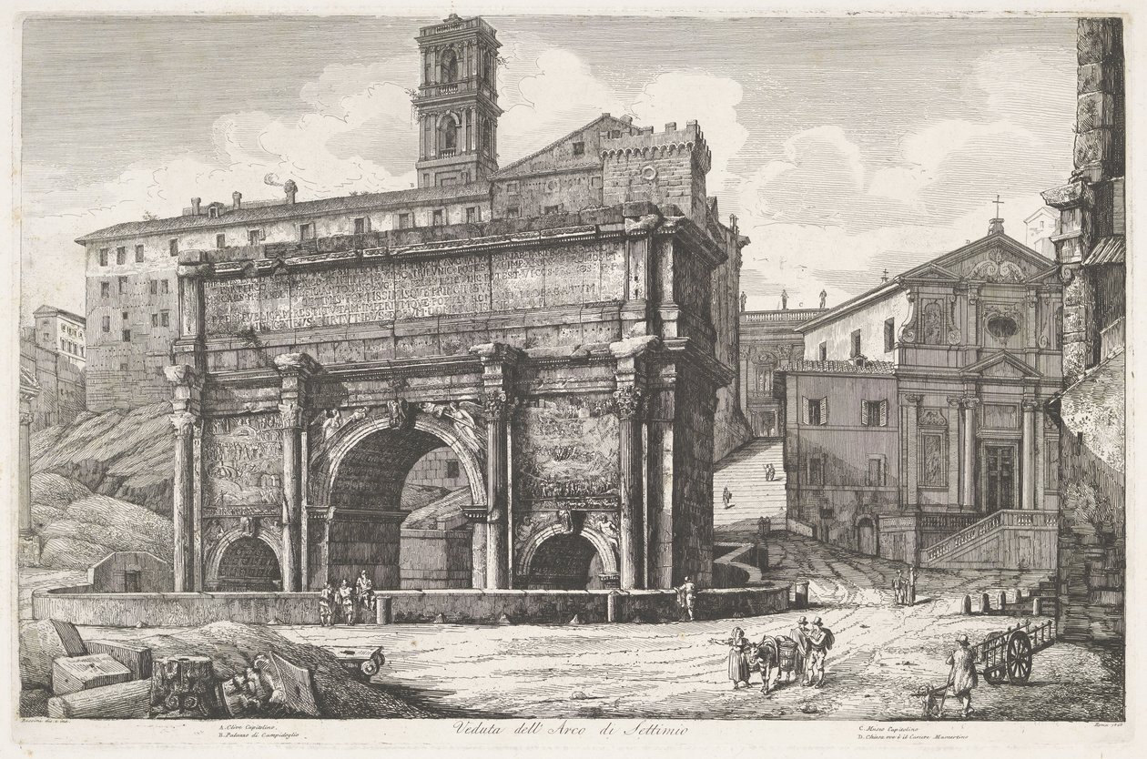 Boguś van Septimius Severus te Rome Widok Łuku Septymiusza (tytuł na obiekcie) autorstwa Luigi Rossini