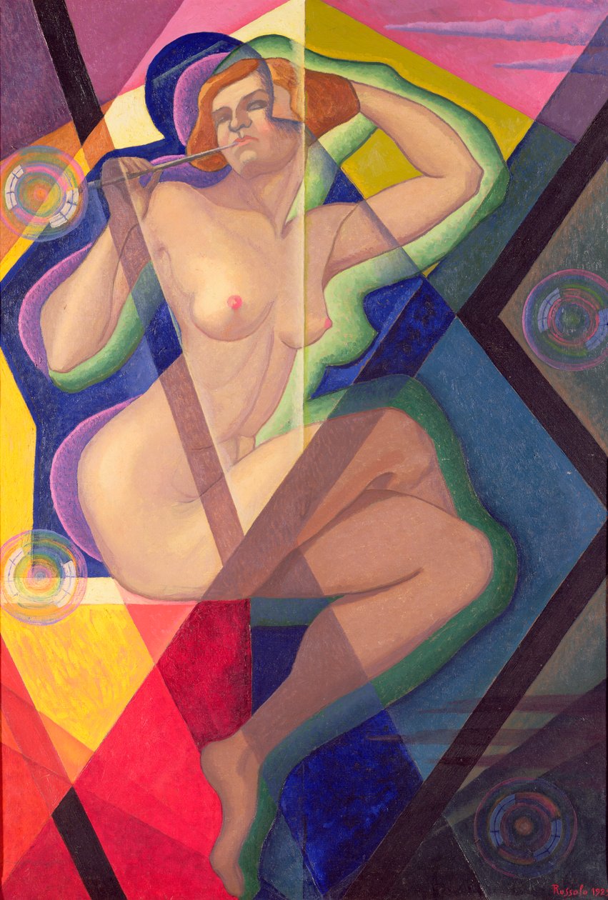 Kobieta z bańkami mydlanymi autorstwa Luigi Russolo