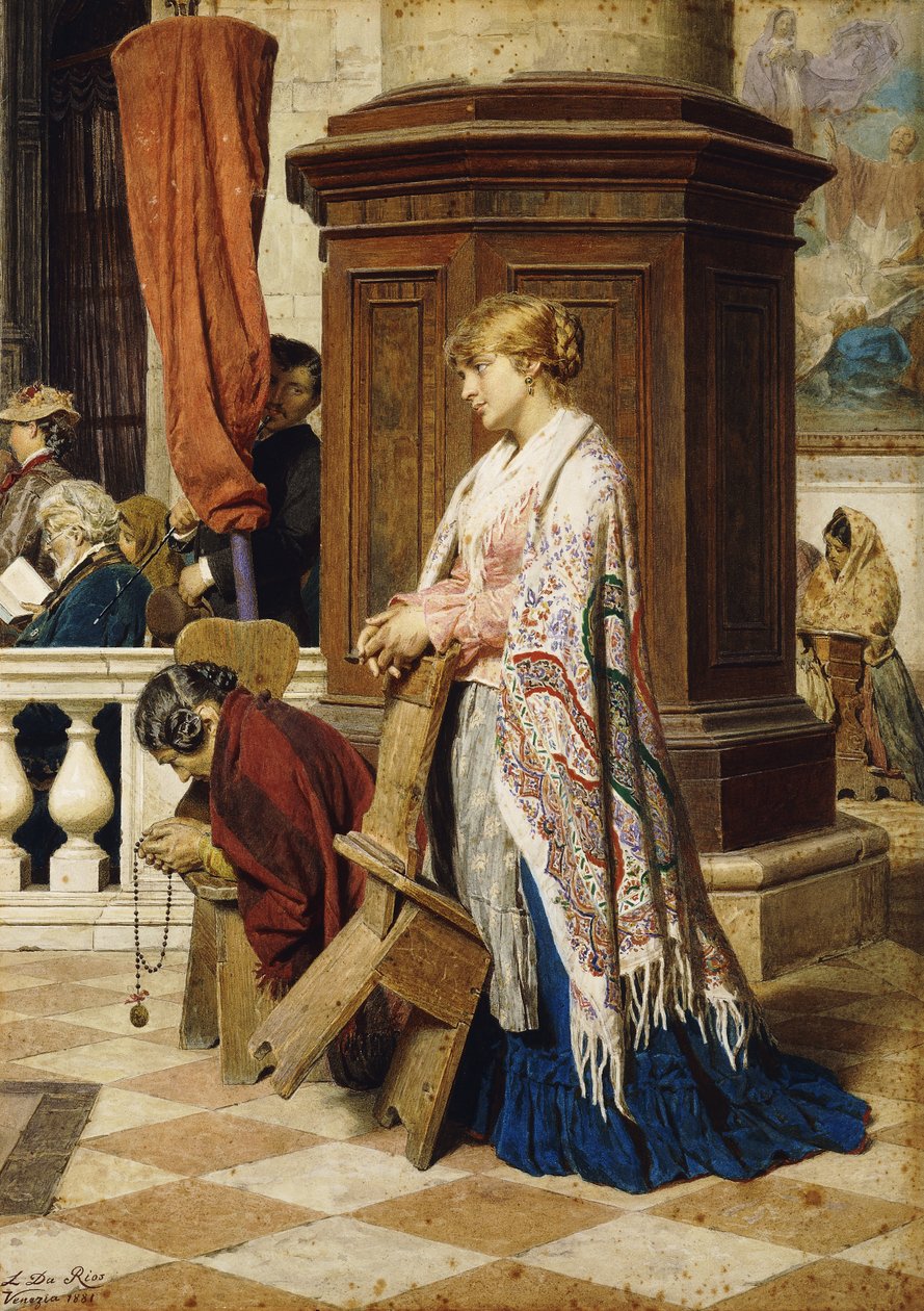 Kuszenie w Domu Bożym, 1881 autorstwa Luigi da Rios