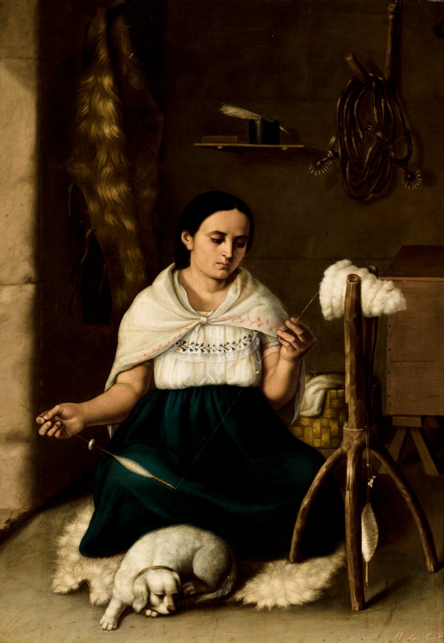 Kobieta kręcąca się (Hilandera), 1859 autorstwa Luis Cadena