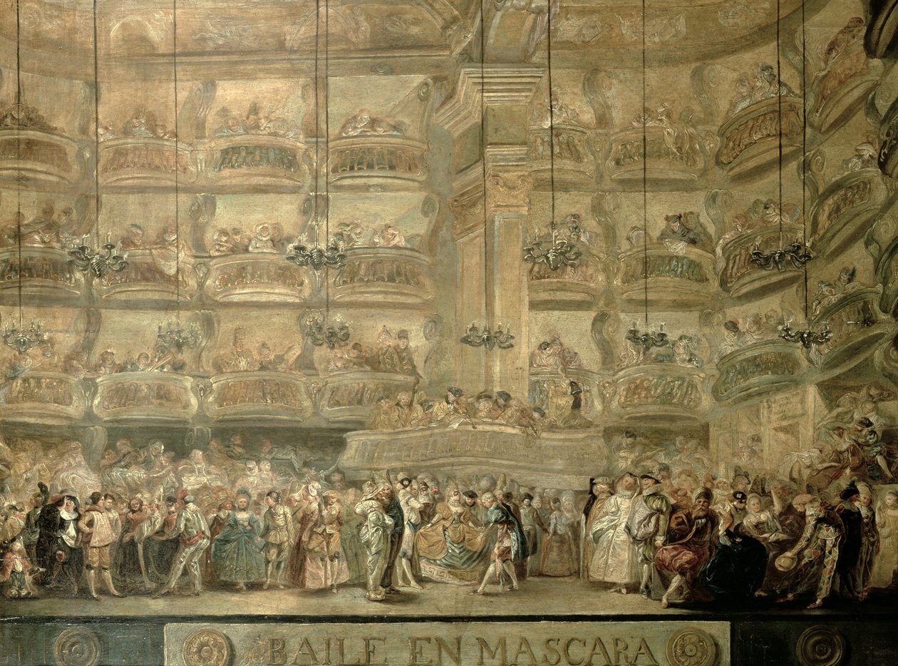 Bal maskowy, ok.1767 autorstwa Luis Paret y Alcazar