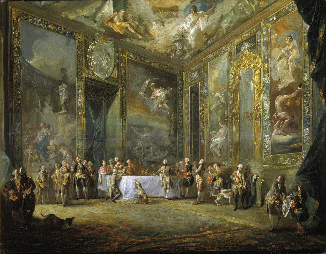 Karol III Posiłek przed dworem Español autorstwa Luis Paret y Alcazar