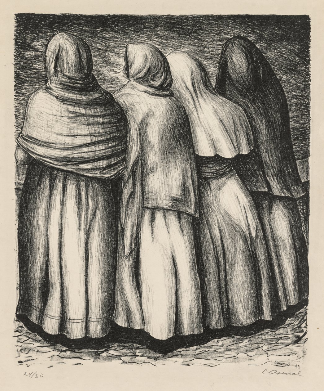 Kobiety z profilu Kobiety z profilu, 1945. autorstwa Luis Arenal