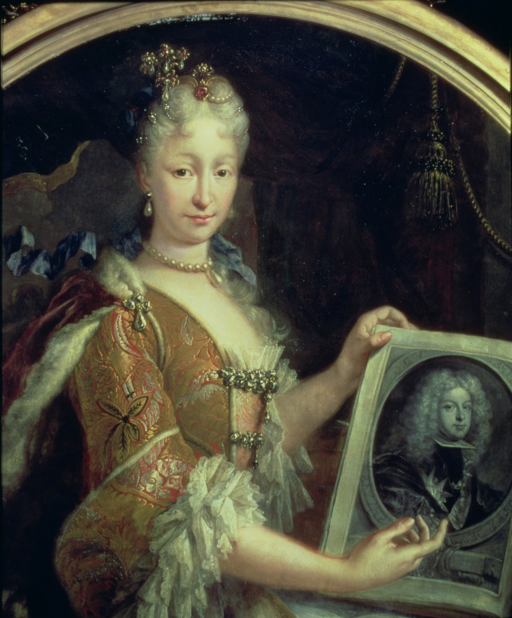 131 0794125/2 Portret Elżbiety Farnese (1692-1766) drugiej żony Filipa V Hiszpanii (olej na płótnie) autorstwa Luis Egidio Melendez
