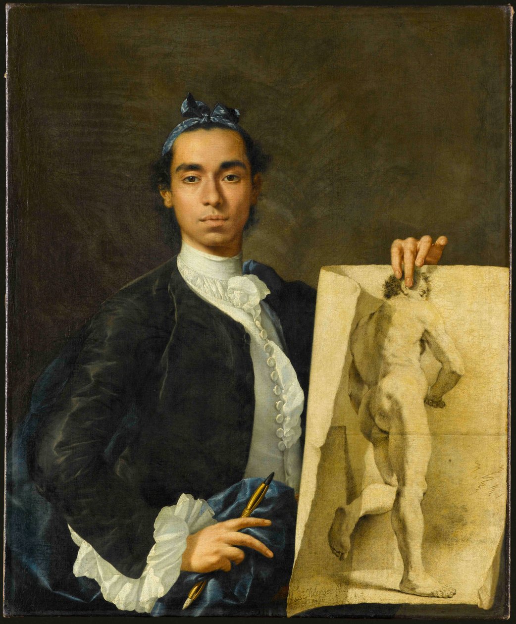 Autoportret z naukowym studium, 1746. autorstwa Luis Egidio Melendez