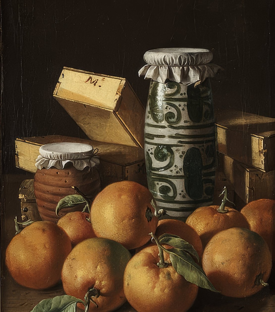 Martwa natura z pomarańczami i słodyczami. Około 1764-65 r. autorstwa Luis Egidio Melendez