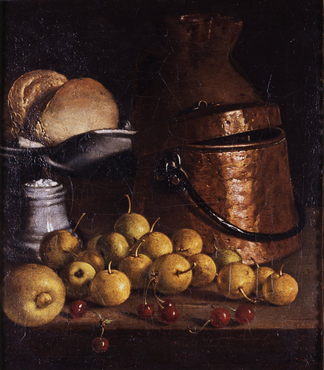Martwa natura z owocami i przyborami kuchennymi autorstwa Luis Egidio Melendez