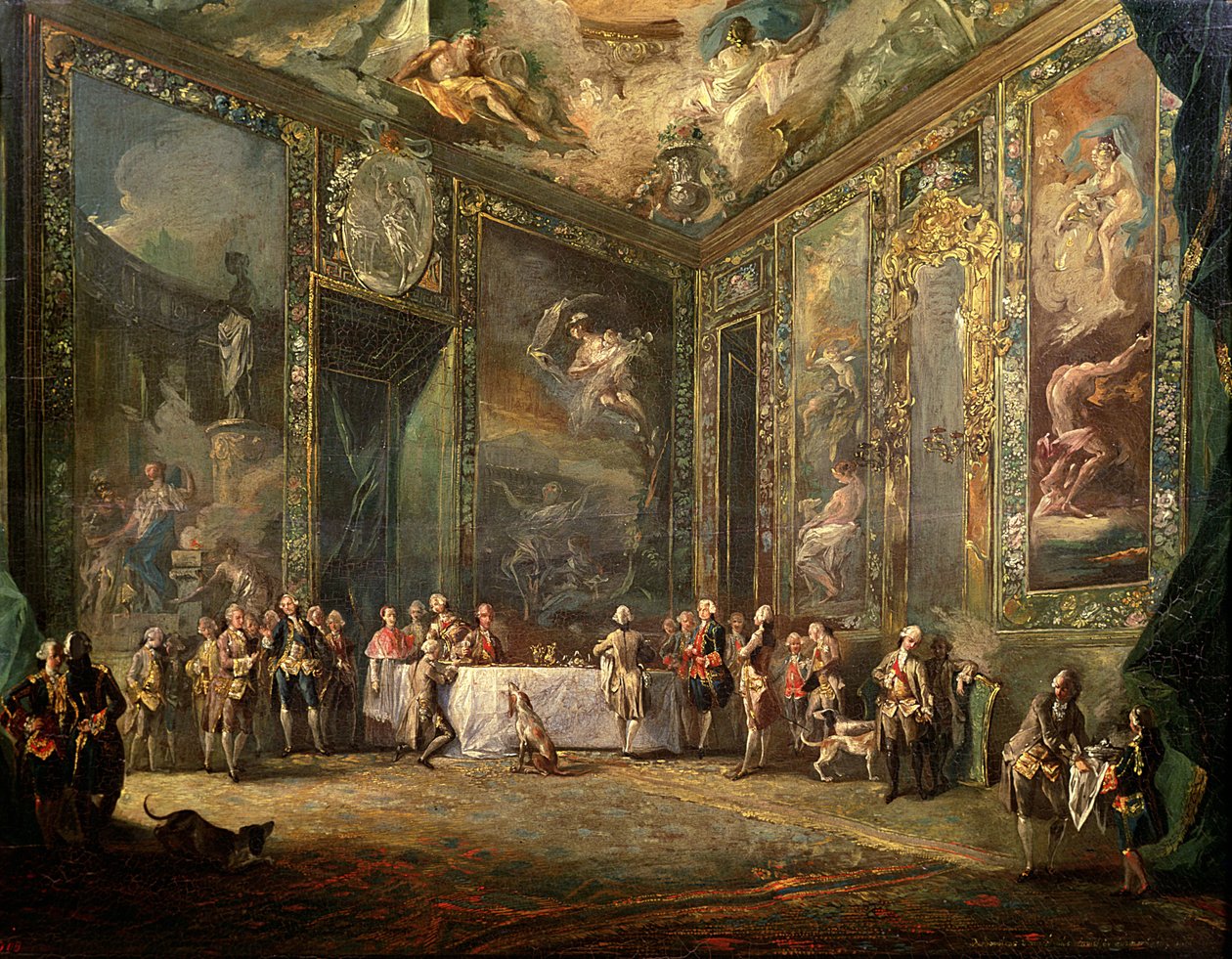Karol III (1716-88) de Borbon, obiad przed swoim dworem, c.1770 autorstwa Luis Paret y Alcazar