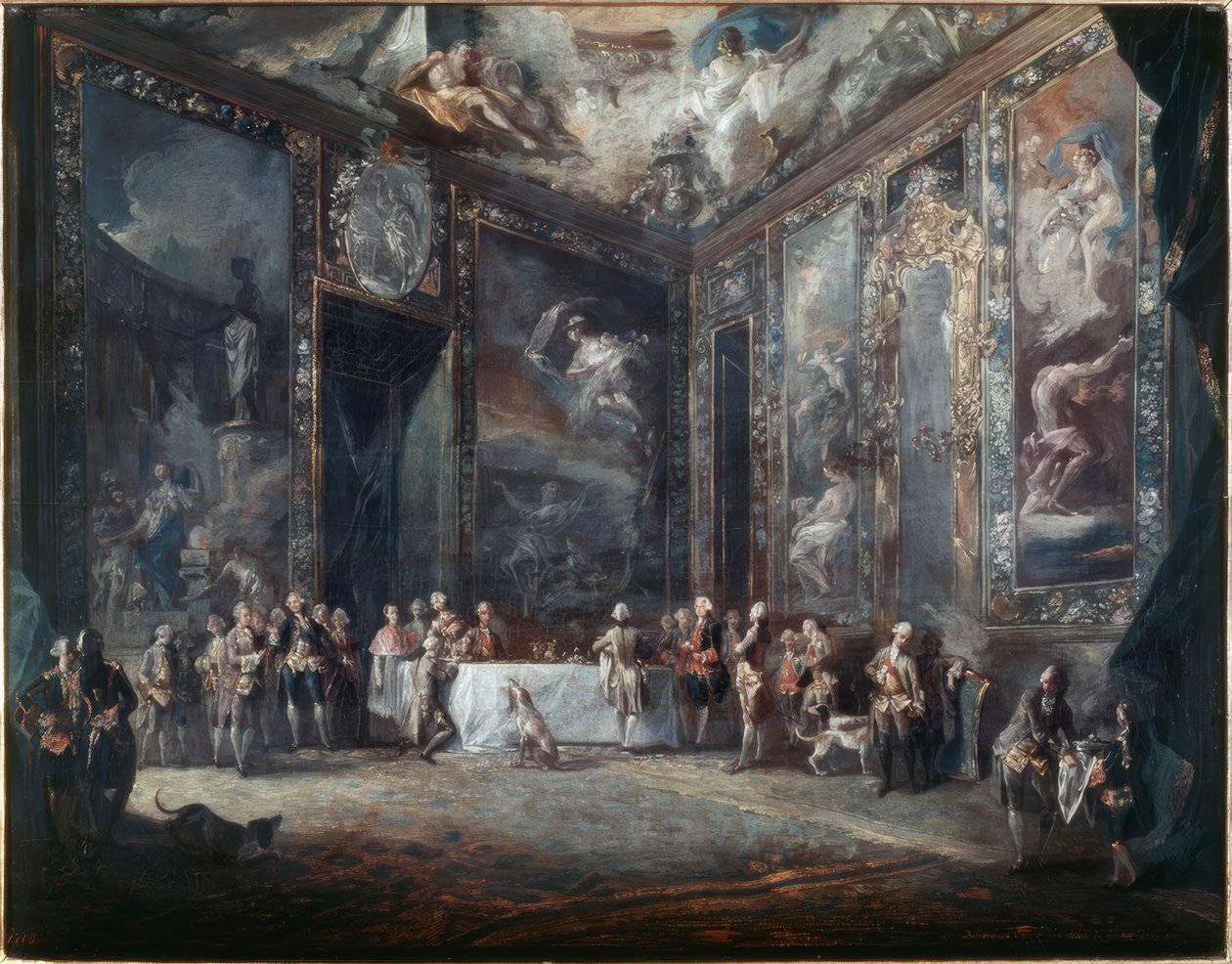 Karol III spożywa posiłek w obecności dworu autorstwa Luis Paret y Alcazar