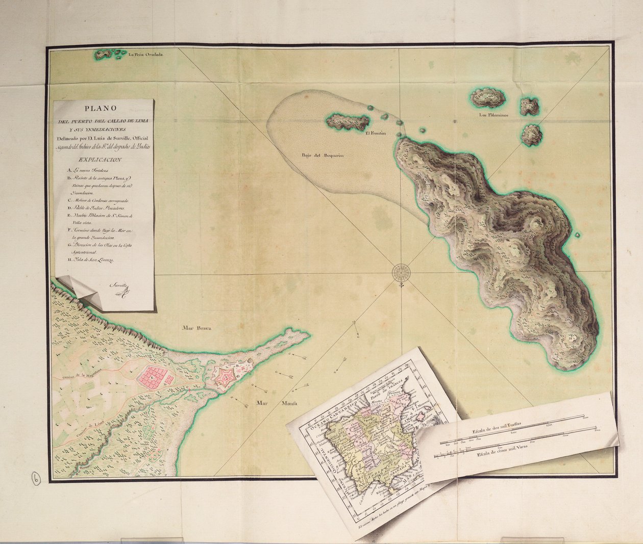 Mapa Callao i Limy autorstwa Luis de Surville