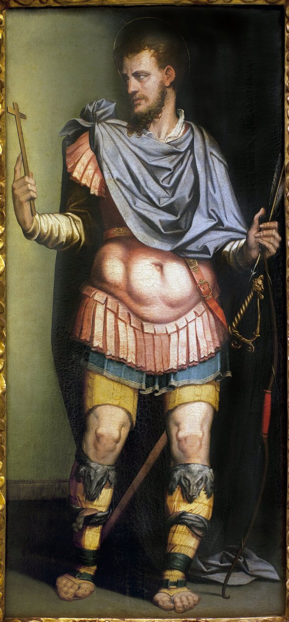 San Sebastian (męczennik z III wieku). Obraz Luisa de Vargasa (1505-1567). Muzeum Sztuk Pięknych w Sewilli, Hiszpania. autorstwa Luis de Vargas