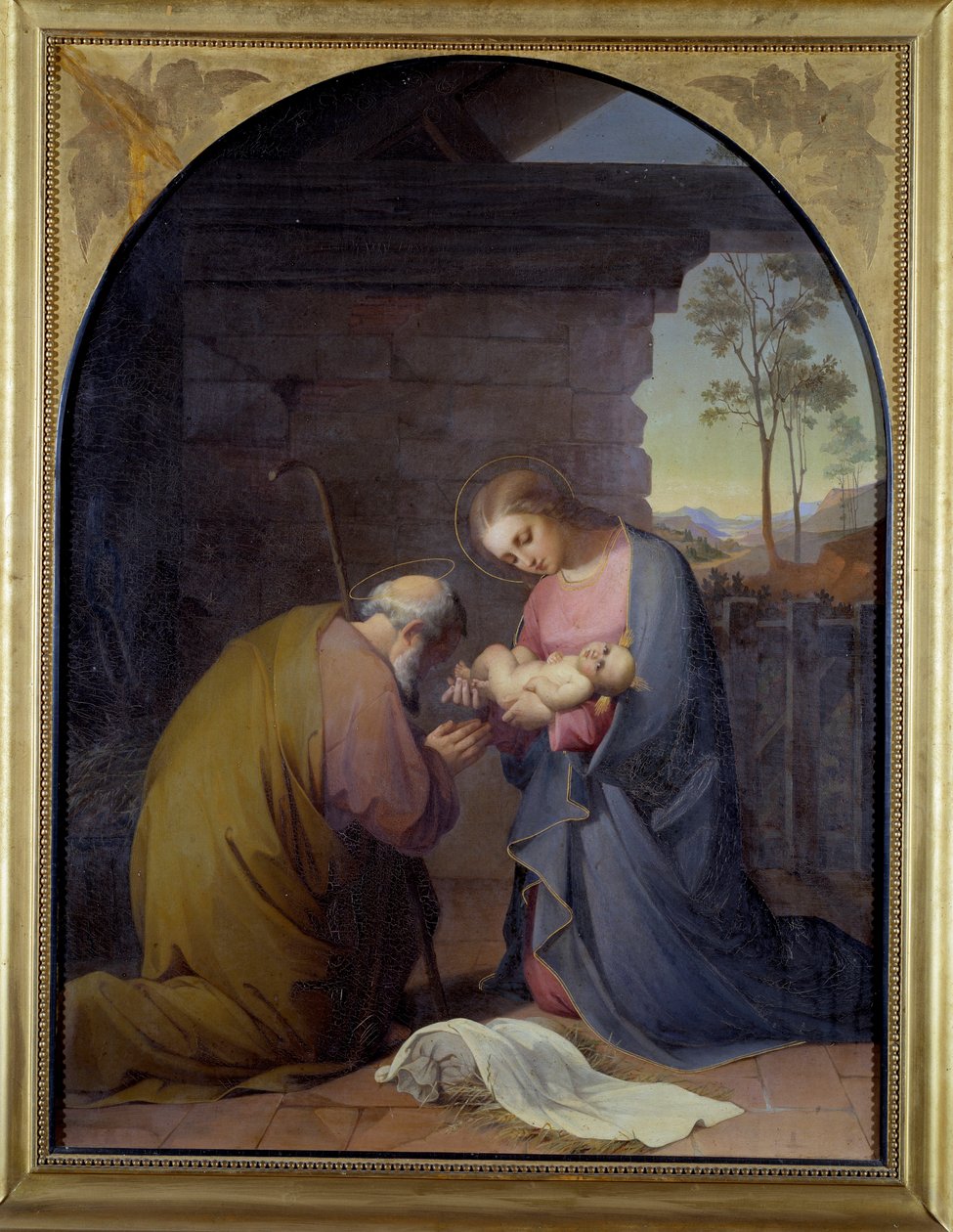 Adoracja Jezusa (Jezus i Maryja wielbiący Jezusa) Obraz Luisy Mussini Piaggio (1830-1865) Wymiary 109x81 cm Genes, Galleria d