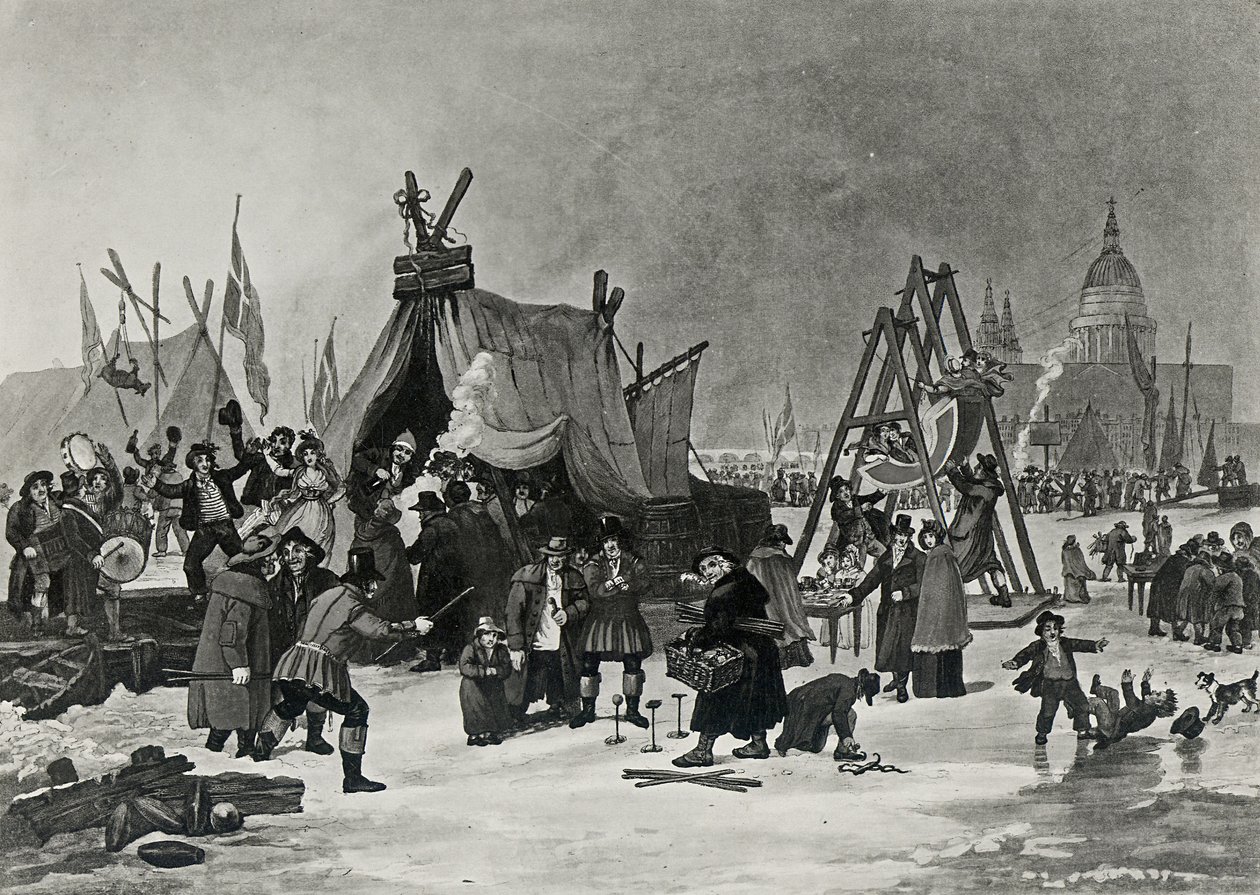 Jarmark nad Tamizą, 4 lutego 1814, rycina Reeve autorstwa Luke Clennell