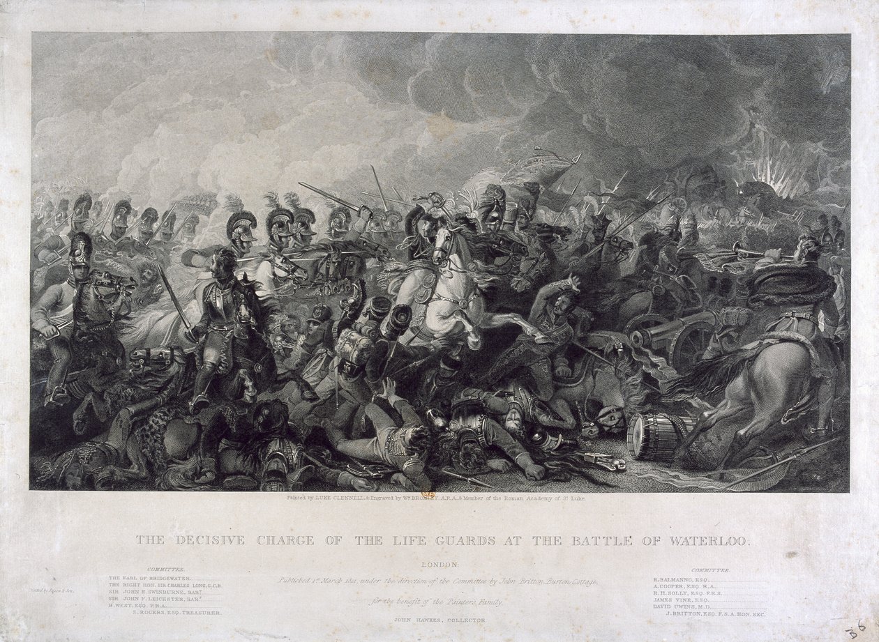 Decydująca szarża Strażników Życia w Waterloo autorstwa Luke (after) Clennell