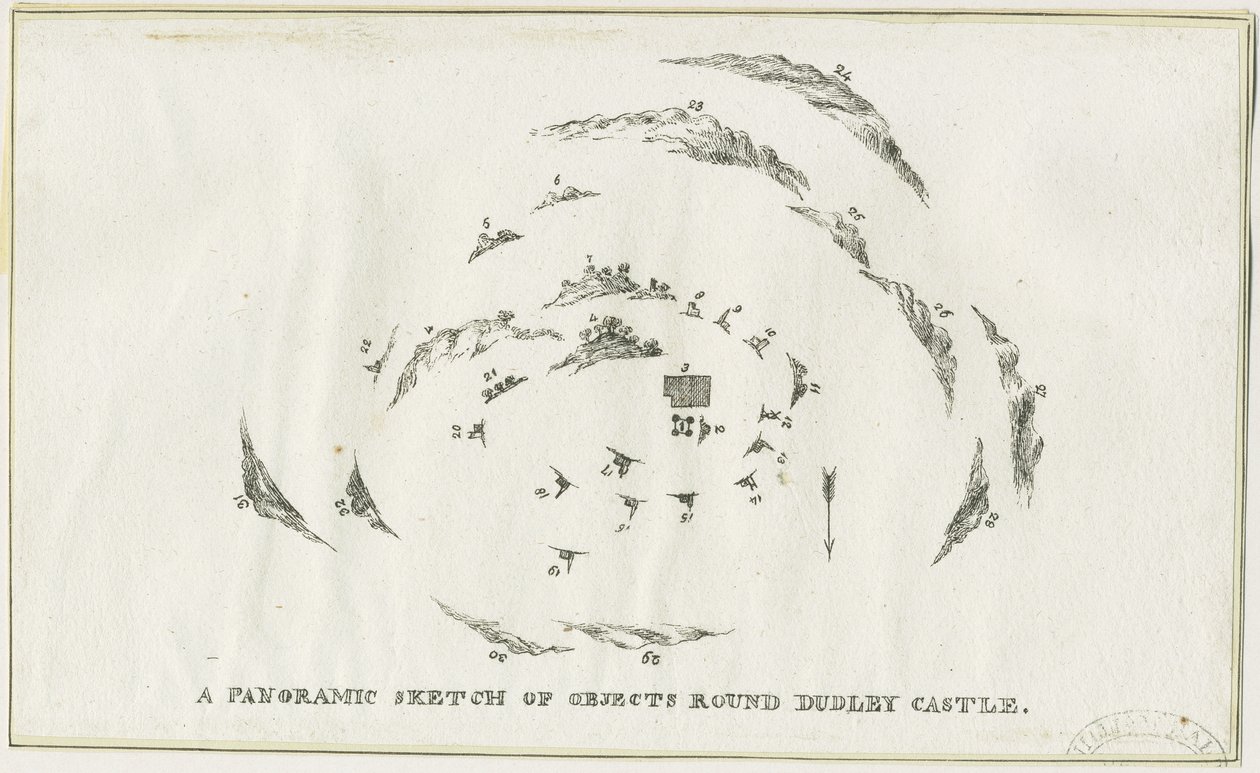 Dudley - Panorama okolic Dudley Castle: litografia, bd [ok. 1825] (druk) autorstwa Luke Booker