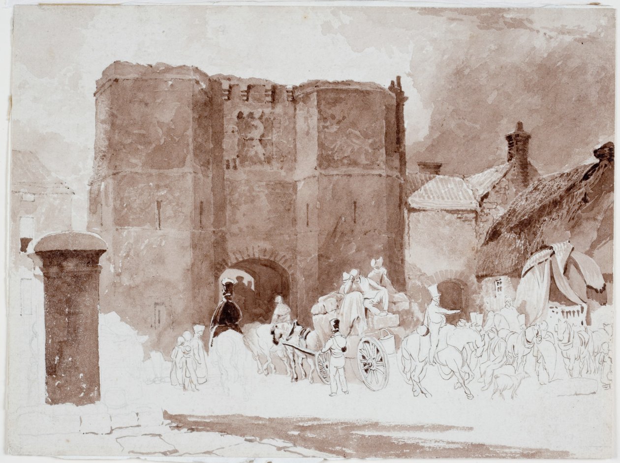 Hotspur Tower, Alnwick (ołówek i akwarela na papierze) autorstwa Luke Clennell